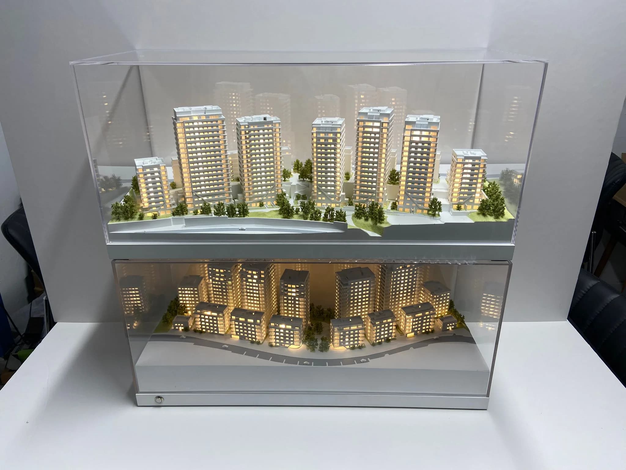 מודל אדריכלי עירוני בקנה מידה 1:1000 של פרויקט בית הכרם — הדפסת תלת מימד וחיתוך לייזר